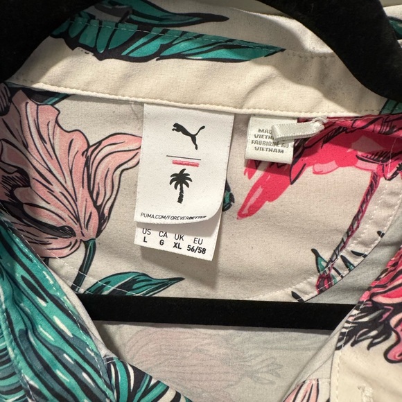 PUMA X PTC Palm Tree Crew Print | men’s button down all over tropical shirt L - Picture 2 of 3